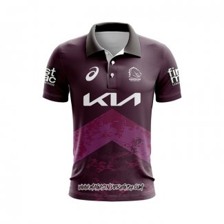 Maillot Polo Brisbane Broncos Rugby 2024 Entrainement Fuchsia